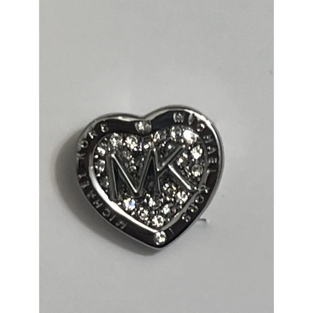 New Michael Kors Silver Logo Heart Stud Earrings